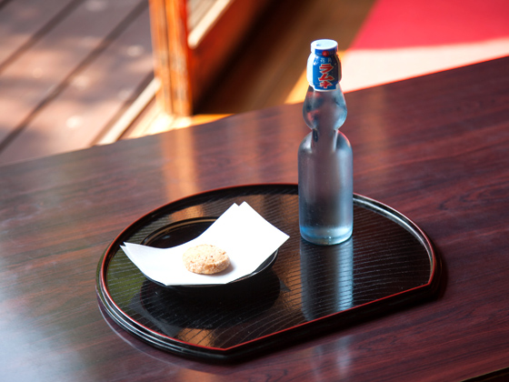 庭を観賞しながらお抹茶もしくは柴又ラムネはいかが。