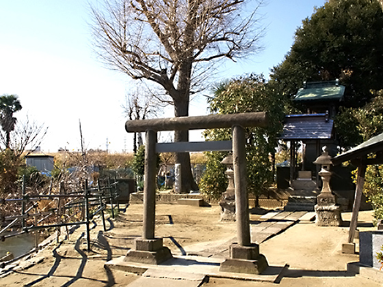 ミニサイズのお宮だが、手を合わせる人は後を絶たない。